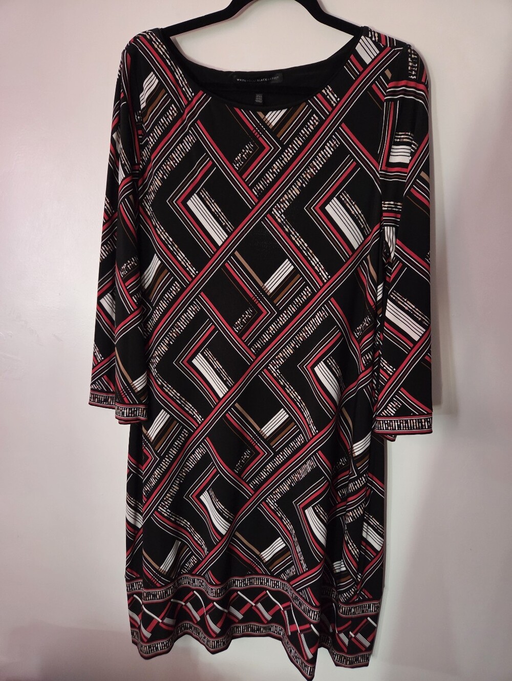 White House Back Market Geometric Print Black & Red Women's Dress
